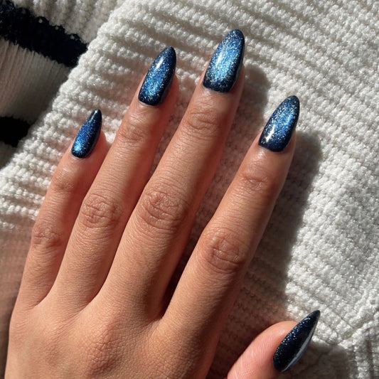 BLUE GALAXY PRESS ON NAILS