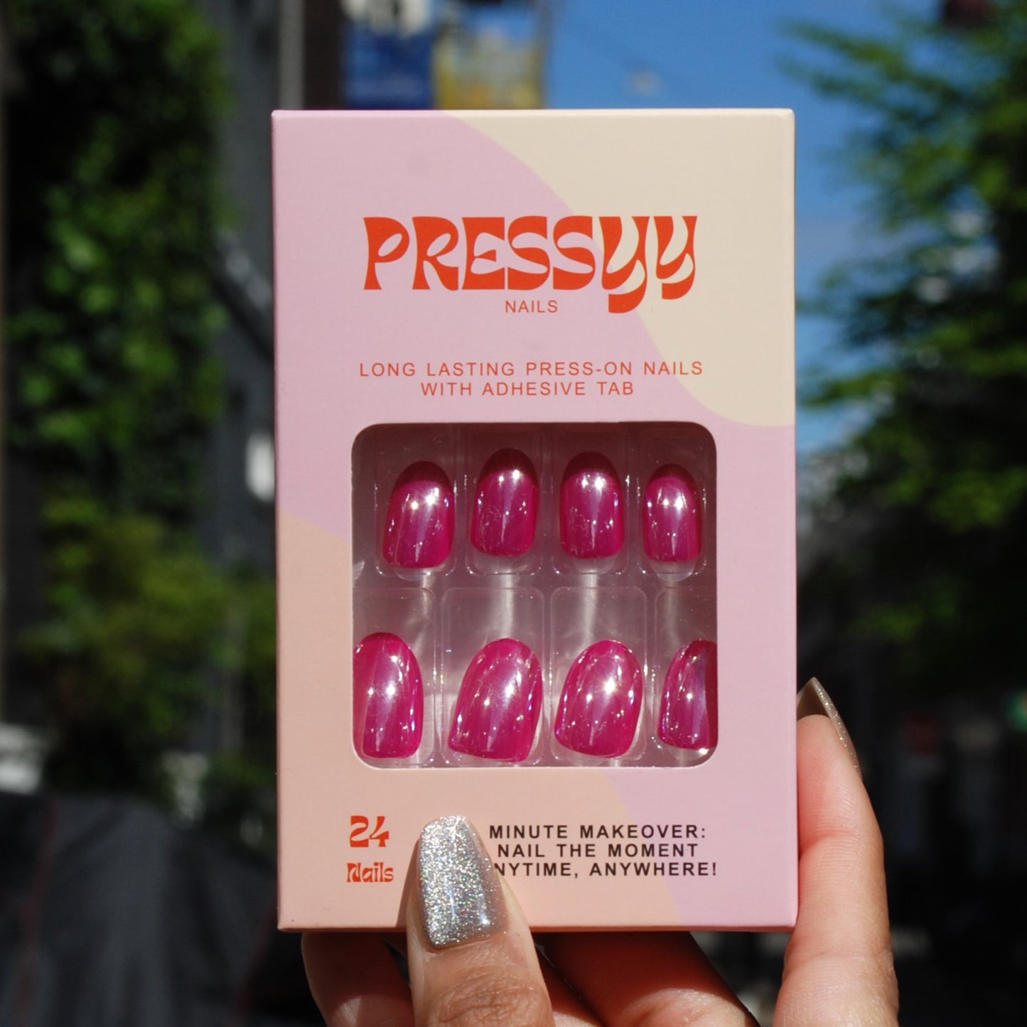 HOT PINK GLAZED DONUT PRESS ON NAILS