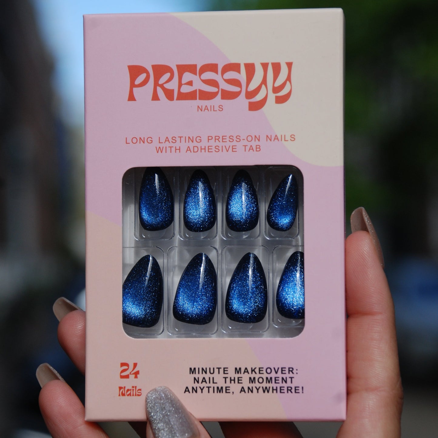 BLUE GALAXY PRESS ON NAILS